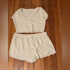 Aeropostale 2 piece polka dot pajama set